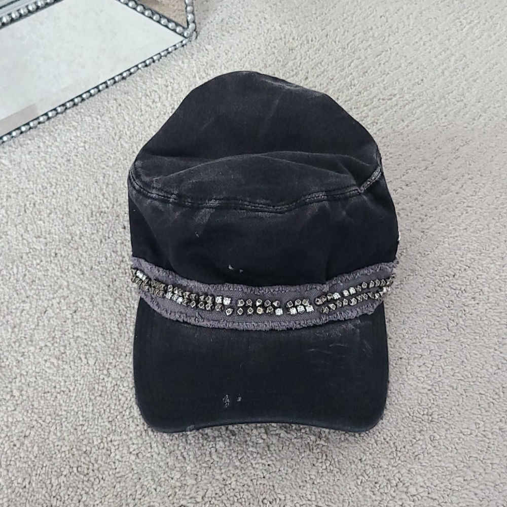 Juicy Couture Distressed Swarovski Crystal Military Cap / Hat